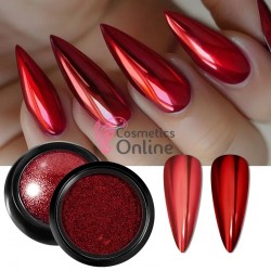 Pigment Metalic Mirror Effect pentru Gel UV sau Acril, NADP014FF Red + 2 aplicatoare